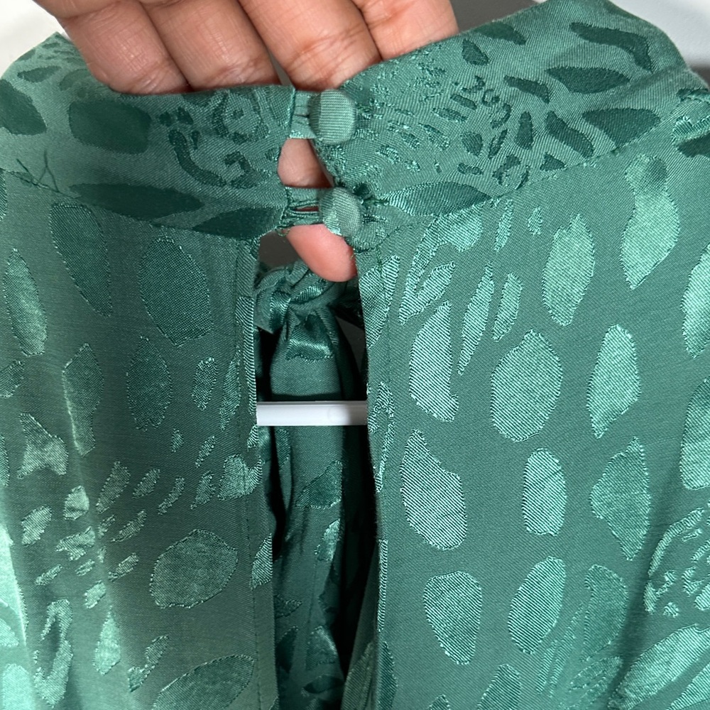 Topshop Emerald Green Statement Wide-Leg Jumpsuit – Tie Neck – Size 6 - Picture 14 of 15